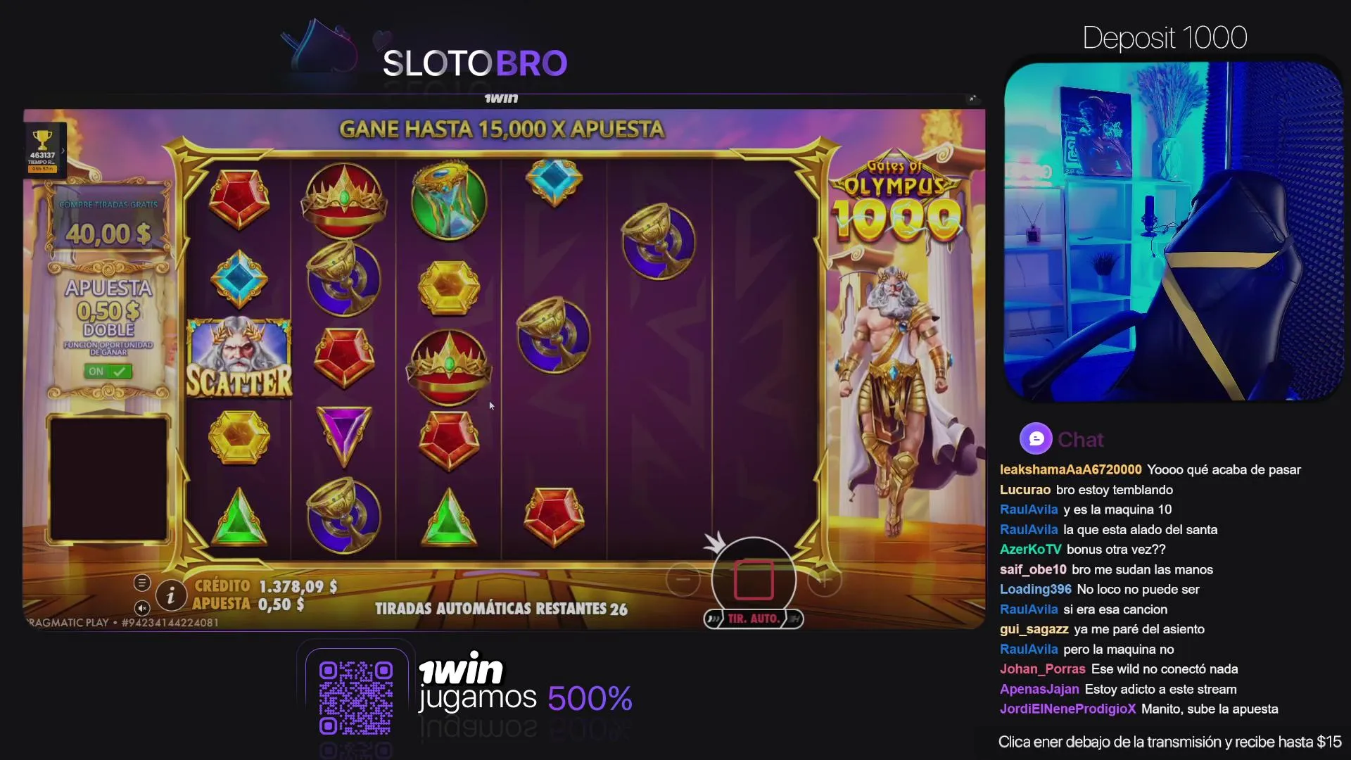 Tarjeta de juego en vivo con ambiente de apuestas online.